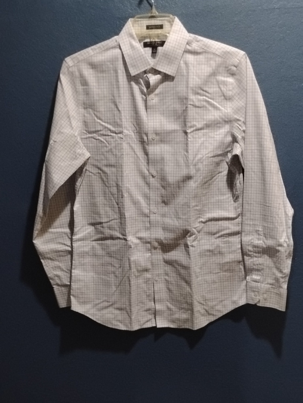 Banana Republic White Shirt with Gray Windowpane Check